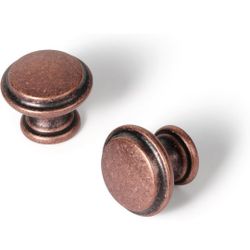 Set of 12 Antique Copper Cabinet Knobs – Rounded Tiered Shape Vintage Kitchen Hardware Contemporary Drawer Handles