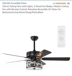NEW IN BOX: Modern 52” Ceiling Fan With Light kit & Remote