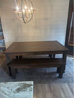 Farm table with two benches