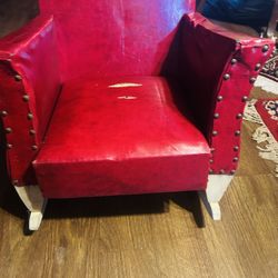 Antique Mid Century  Childs Upholstered Rocker  That 