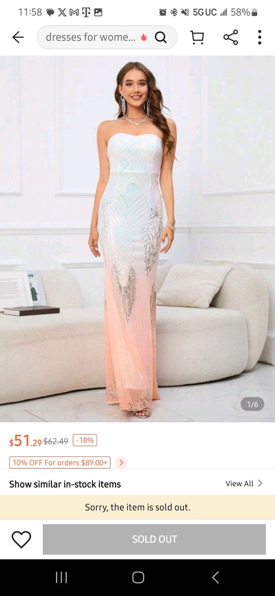 SHEIN Belle Ombre Sequin Decor Tube Formal
Dress. Size Xl