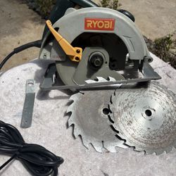 Ryobi Corded 7 1/4” Circular Saw Kit-CSB121- 12 Amp, Clean-(2) Blades, Wrench, 8’ Cord 
