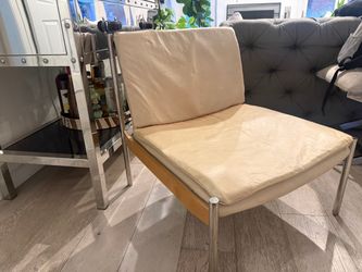 Mid-Century Modern Leather and Chrome Lounge Chair original price over $2000