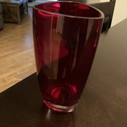 Red 7 inch Glass flower vase