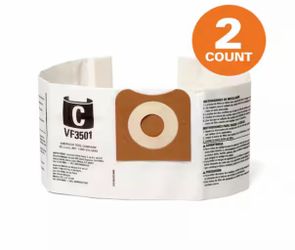 RIDGID Genuine VF3501 Wet Dry Vac Dry Pick-up Only Dust Bags for 3-4.5 Gallon and HD0600 RIDGID Shop Vacuums, Size C (2-Pack)