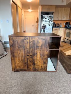 Litter Box Enclosure - Dark Brown Wood