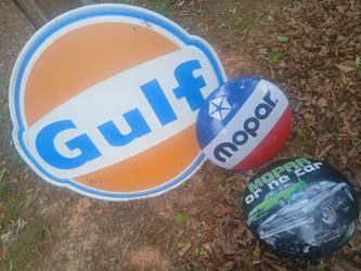 3ft.Gulf metal sign or Mopar metal sign.