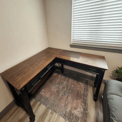 Wayfair Django Writing Desk – Like New, L-Shaped Dark Brown - Fort Lauderdale, FL