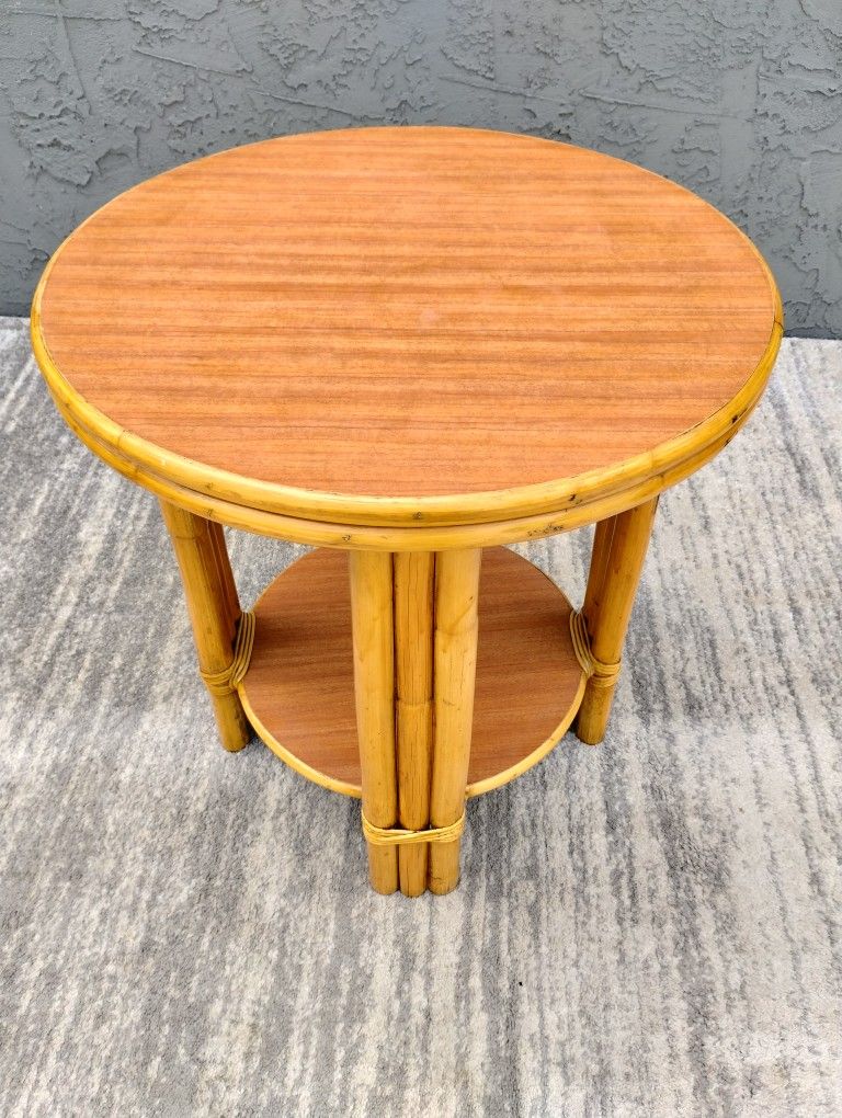 Mid Century Modern Paul Franklin Style Tropitan Rattan Tiki Style Side Table