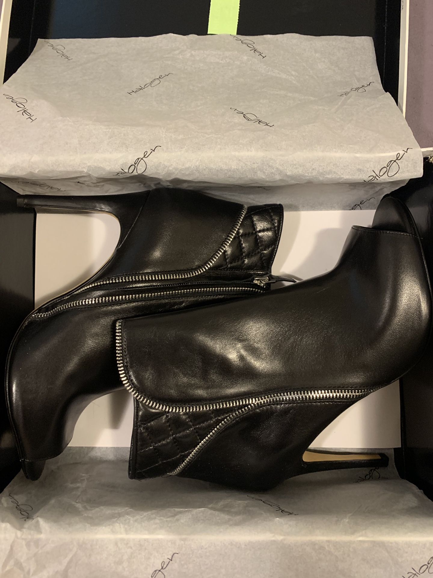 Women black leather heels size 9 - Never worn - new in box - $60 OBO