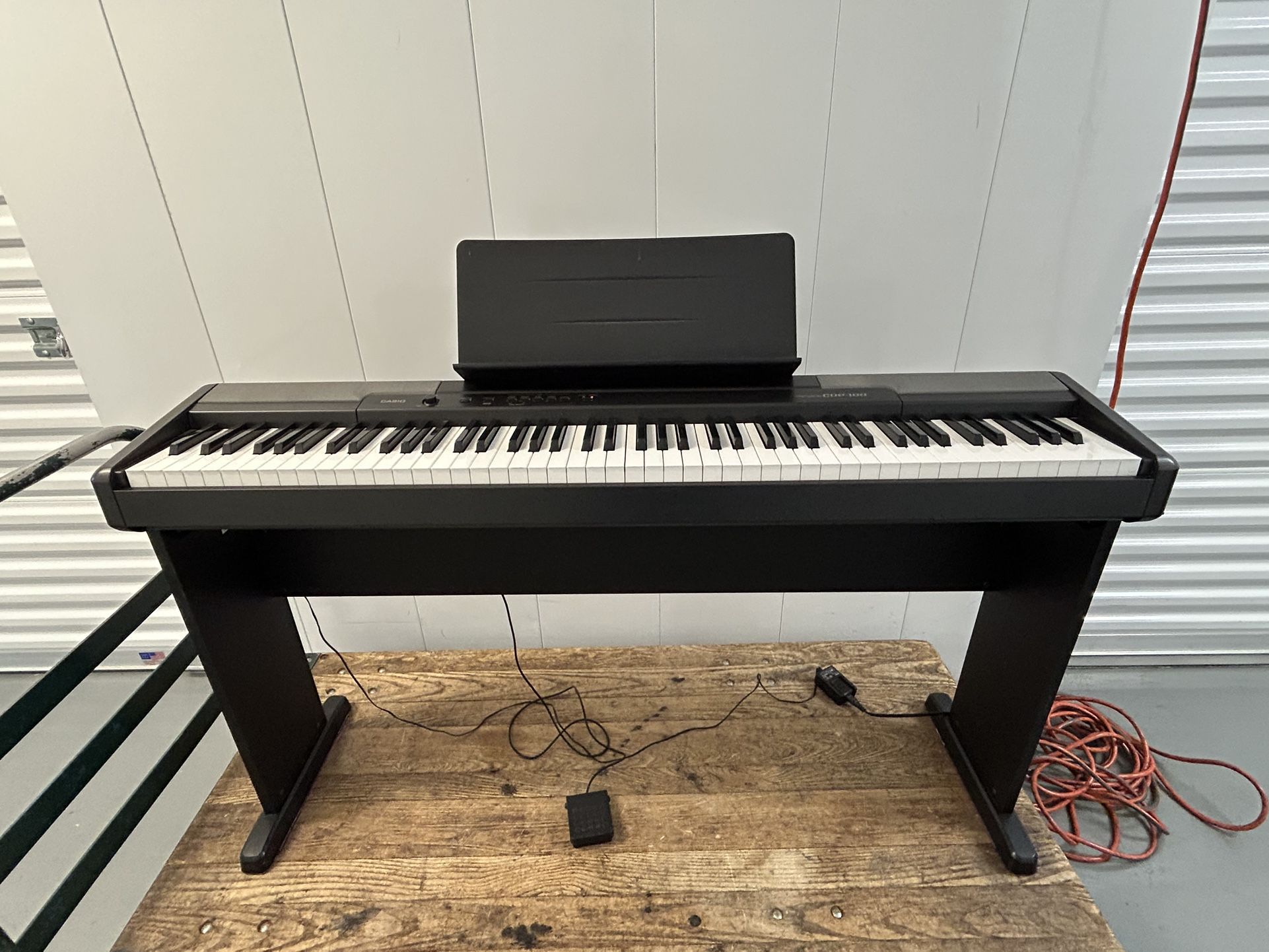 Casio CDP-100 88 Key Digital Piano, Keyboard Srand, Power Supply, Music Rest and Sustain Pedal