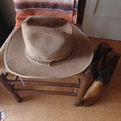 Eddy Bros Vintage Leather Suede Cowboy Hat, Medium