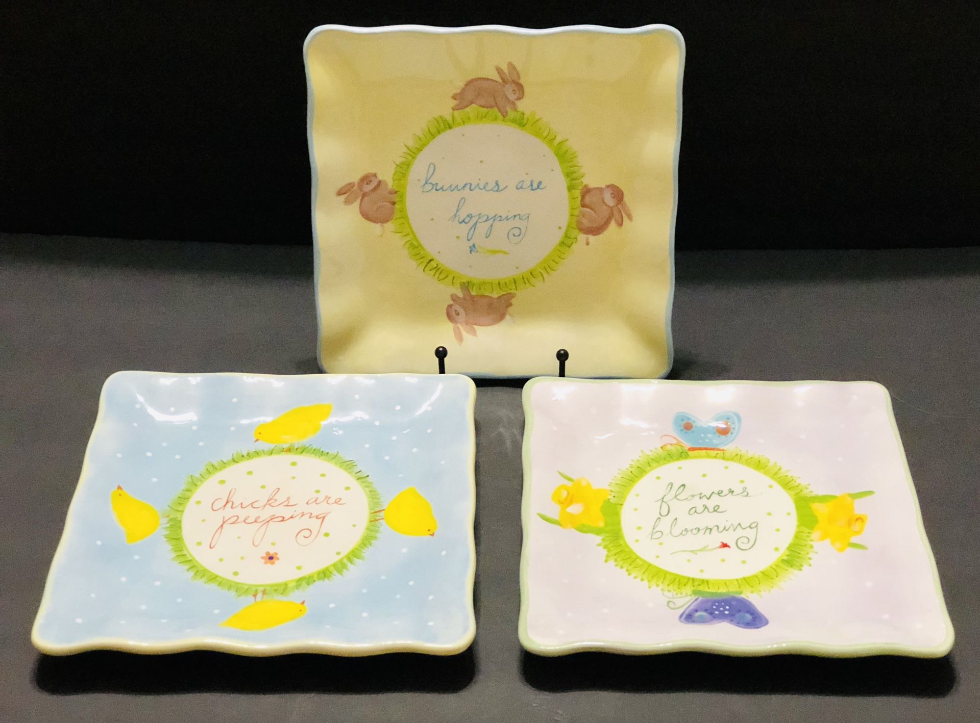 Certified International Lori Siebert Spring Easter Square Plates Set of 3