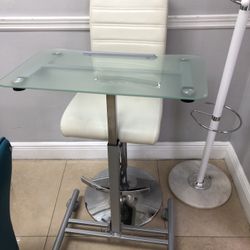 Small Glass Table With Modern White Chair 