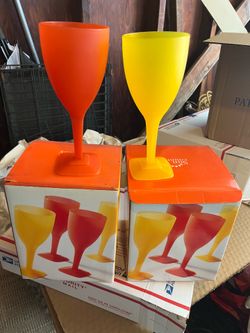 Sun country yellow and orange Tupperware  wine glass