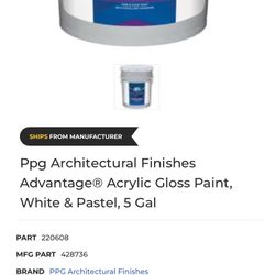 Ppg Architectural Finishes Advantage® Acrylic Gloss Paint, White & Pastel, 5 Gal