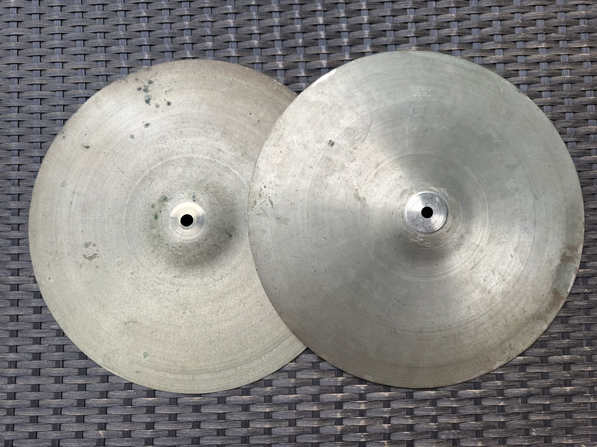 Vintage 1960s Krut 14” Paper Thin Hi Hat Cymbals