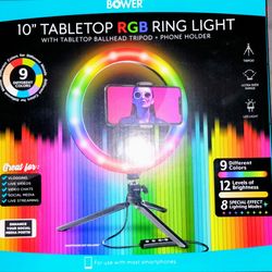 NEW 10" Tabletop RPB Ring Light With Ballhead Tripod & Phone Holder