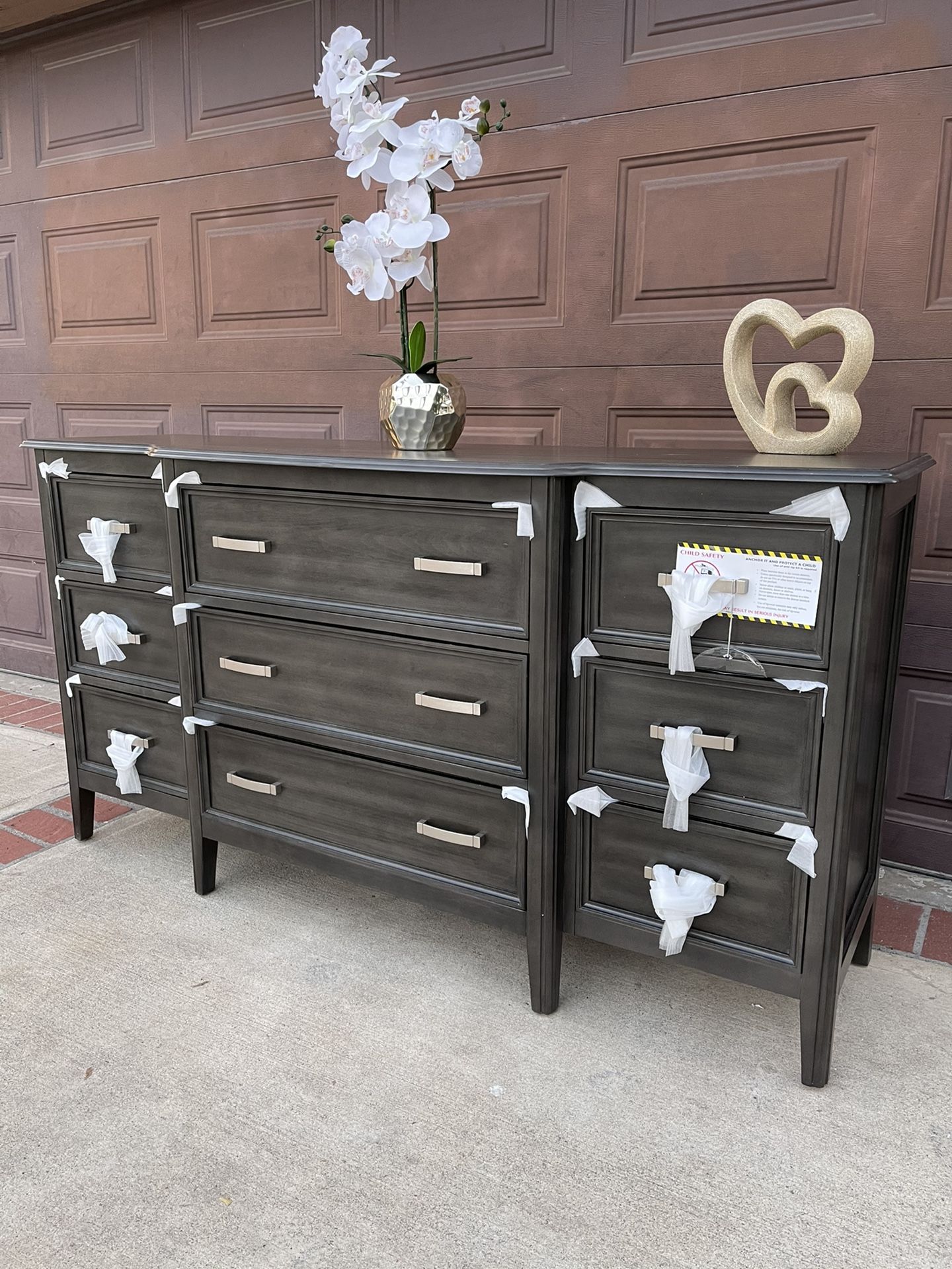 grey solid wood dresser Sawmill Rough Sawn 7 Drawer Dresser