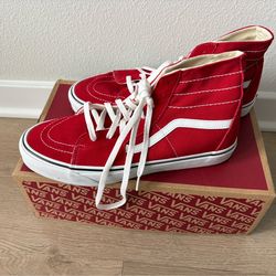 $30 for (1) Mens Vans Sk8-Hi Tapered Racing Red/True White Sneakers - size 12