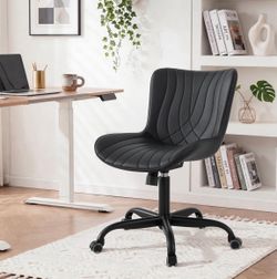 Black Armless Office Chair with Wheels