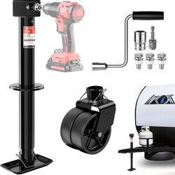 5000lbs A-Frame Trailer Jack, Height Adjustable by Power Drill Or Handle, Heavy Duty Camper Tongue Jack with 6" Dual Wheel Supports Up to 2000 lbs for