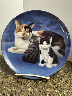 Vintage 1987 Bing & Grondahl B&G ASPCA Cat Plate "Manx & Kittens" - Boxed - $15/OBO