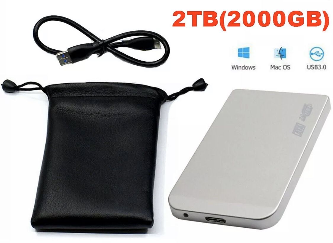 2TB Portable External Hard Drive with 1,000+ MOVIES PRELOADED in 1080p