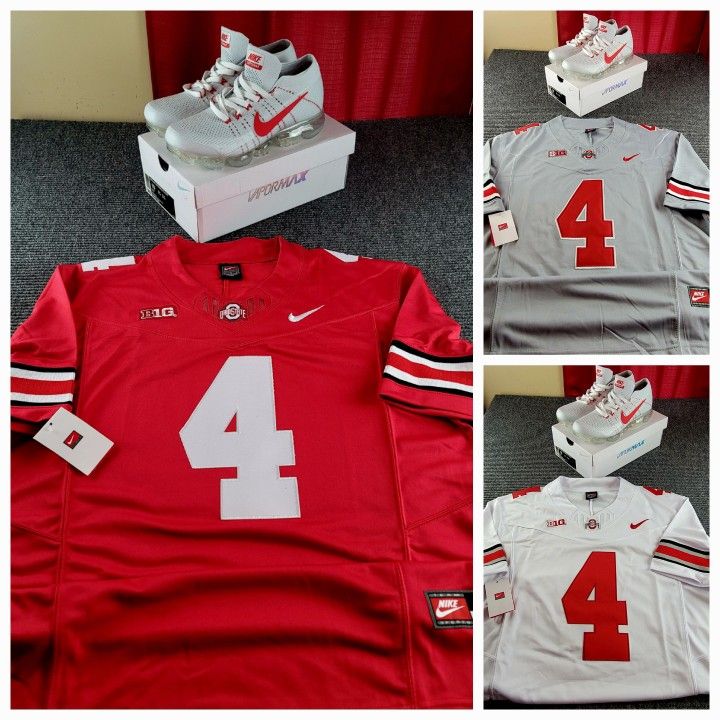 Nike AIR VAPORMAX White and red men's sneakers Size 11 Ohio State University Jeremiah Smith Jersey
