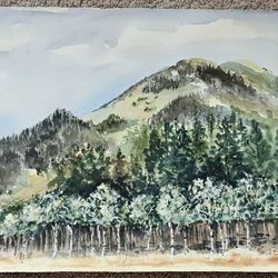 Unframed Trees Watercolor Painting 