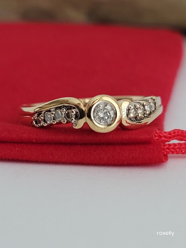 🔴RESERVED🔴18k Size 8.25 Fancy Solid Yellow Gold Genuine Diamonds Band Ring!/ Anillo de Oro con Diamantes Genuinos!👌🎁