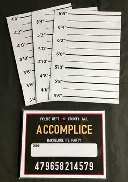 (Printed Party Brand) Bachelorette Party Mug Shot Signs and Height Backdrop