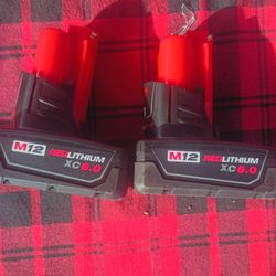 Milwaukee M12 Batteries 6Ah  $60 Each