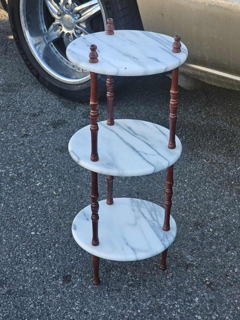 Vintage 3 Tier Round Marble Table
