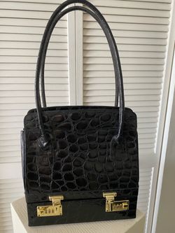 Gorgeous Vintage Italian Crocodile Print Leather  Bag