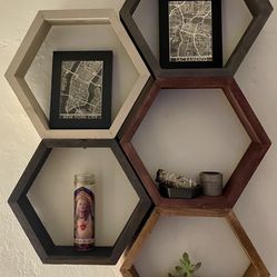 5 Hexagonal Hanging Shelves