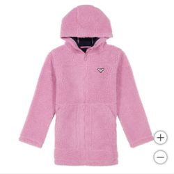 NWT Girls plush hooded full zip jacket Size L 14/16