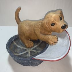Ceramic Dog with Baseball Cap Pet Bowl