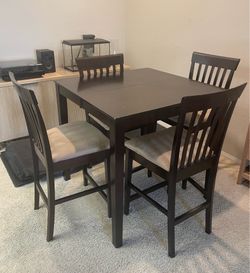 Espresso Brown Counter Height Extendable Dining Table with Chairs