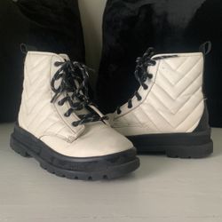 White/Black Kids Combat Boots Size 13