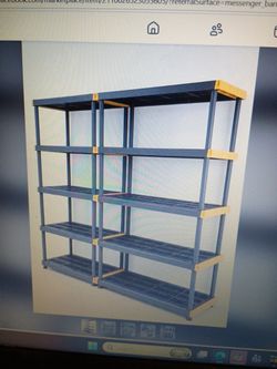 2 black storage shelves garage racks 18x36x72" tall