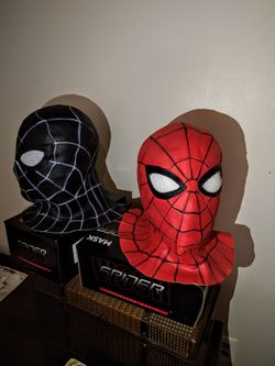 🕷️ 2-PACK SPIDER-MAN LATEX MASKS – RED BRAND NEW DAY & BLACK SYMBIOTE 🕷️