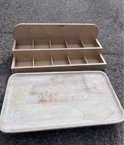 Wooden Divided Storage Organizer with Tray