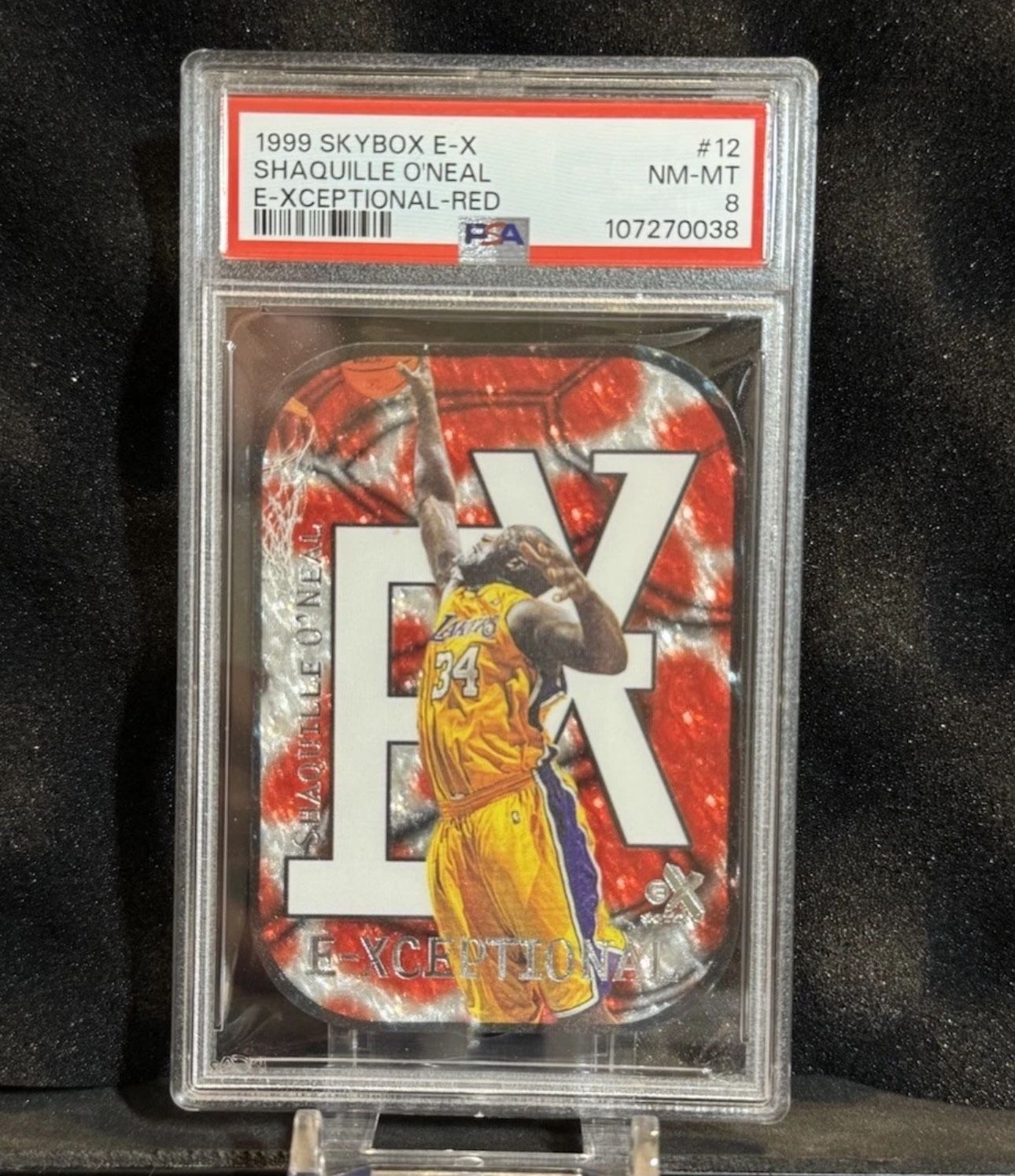 Shaquille O'Neal 1999 Skybox E-X E-Xceptional Red PSA 8