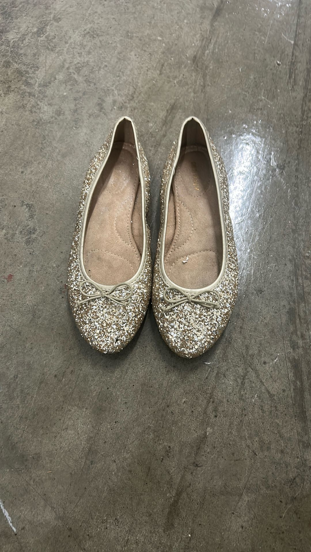 Gold Glitter Flats Size 7