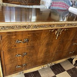 Vintage Ornate Dresser With Glass