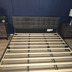 King Size Bed Frame -NO MATTRESS, Chest, Dresser, Night Stands with Lamps