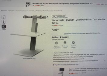 Human scale quickstand for dual monitors