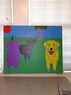 Original painting by Angela Bond, "Waiting on the Alpha Dog"