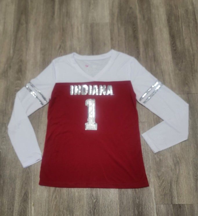 Womens Long Sleeve Indiana Hoosiers Top, Size Large